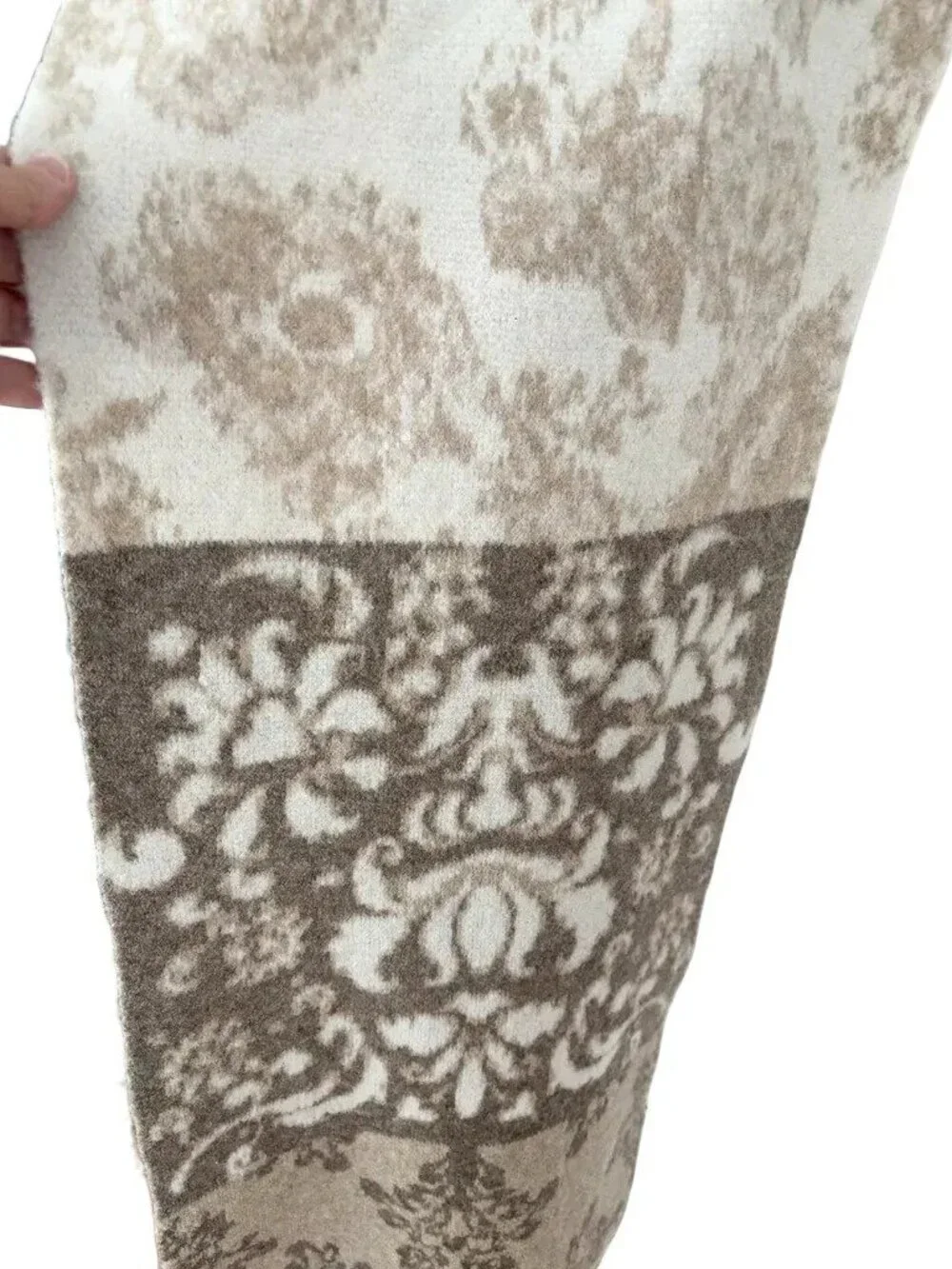 NEW ANTHROPOLOGIE The Mariel Scarf Neutral Patchwork Design Beige Brown Floral